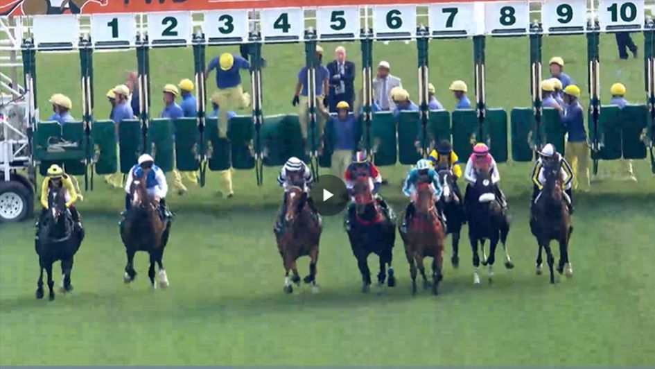 Romantic Warrior edges across Masquerade Ball having broken from stall 5