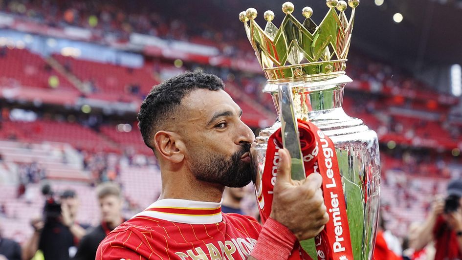 Mohamed Salah with the Premier League trophy