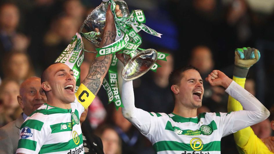 Scott Brown lifts the Scottish League Cup for Celtic