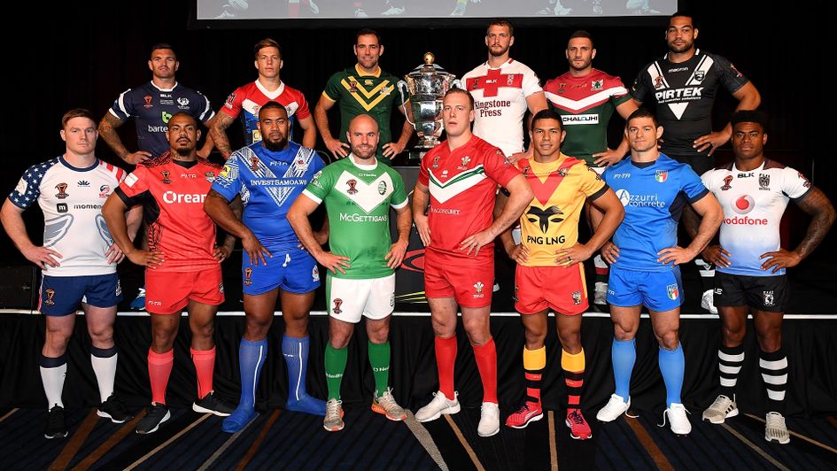 The 2017 Rugby League World Cup captains face the camera