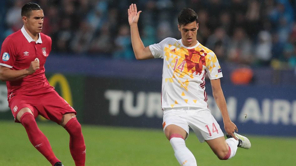 Mikel Merino in action for Spain U21s