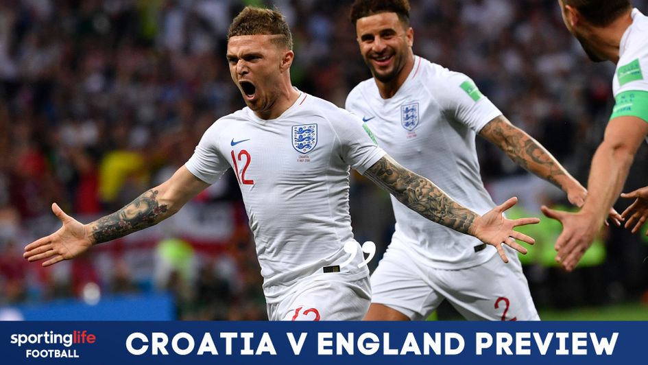 Kieran Trippier celebrates England's goal v Croatia in the semi-final of the 2018 World Cup