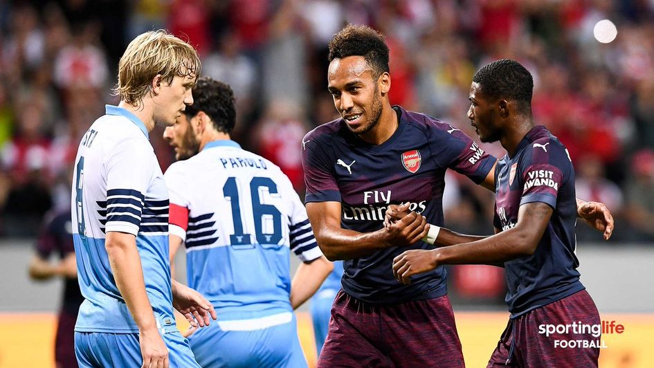 Pierre-Emerick Aubameyang scores against Lazio in pre-season