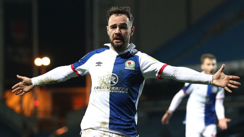 Adam Armstrong celebrates a goal for Blackburn