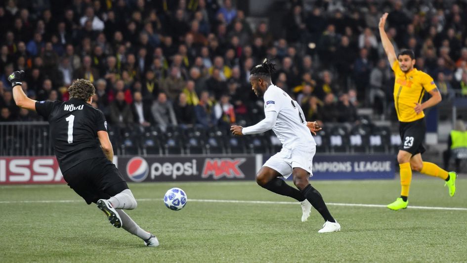 Michy Batshuayi (centre): The Belgian scores against Young Boys in the Champions League