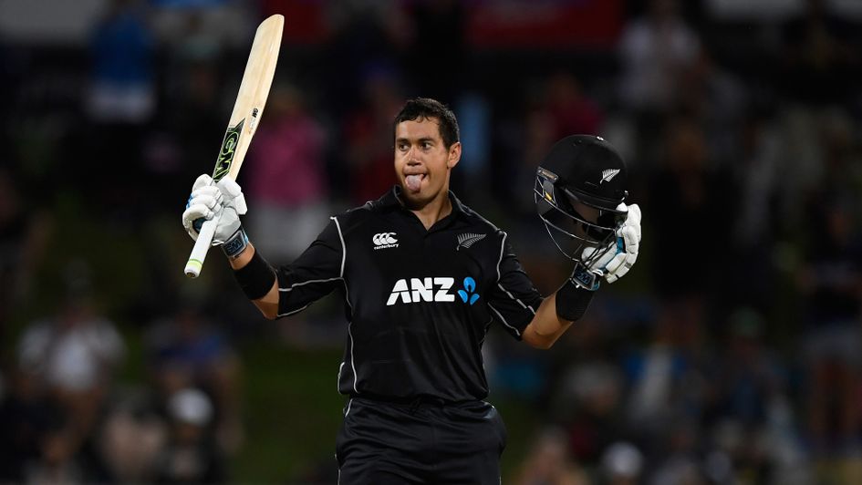 New Zealand batsman Ross Taylor celebrates his century