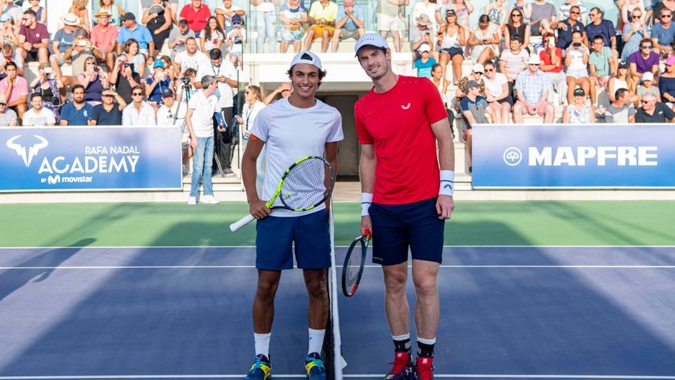 Andy Murray (right) ahead of Monday's match