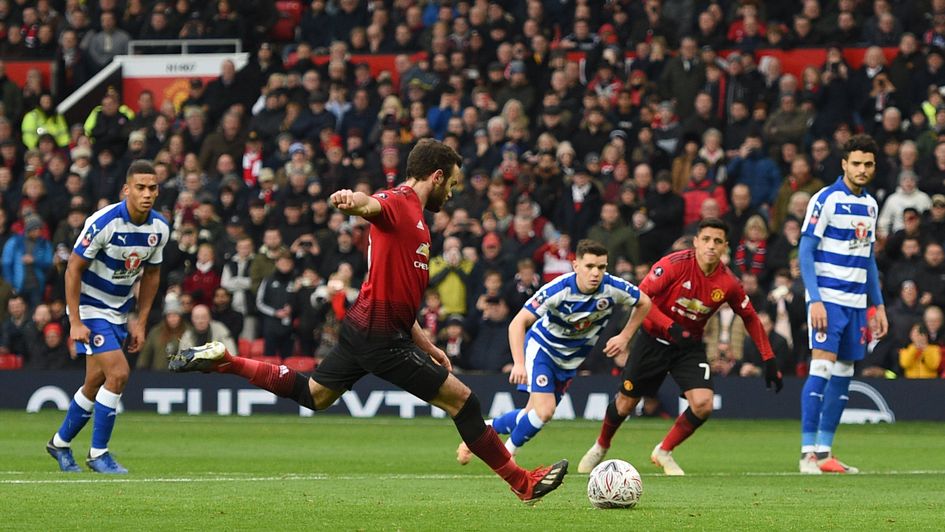 Juan Mata scores a penalty for Manchester United in the FA Cup v Reading