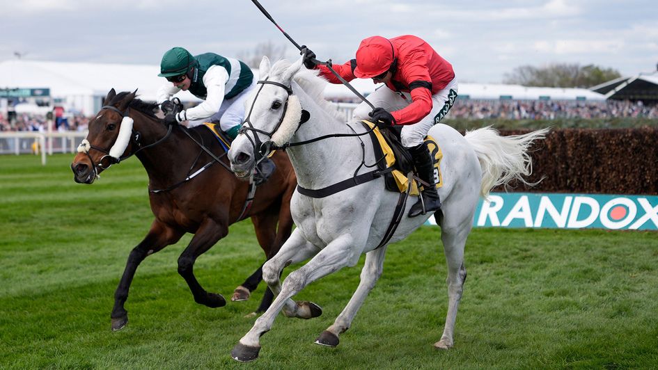 Grey Dawning gets the better of gallant front-runner Solness in the Melling at Aintree