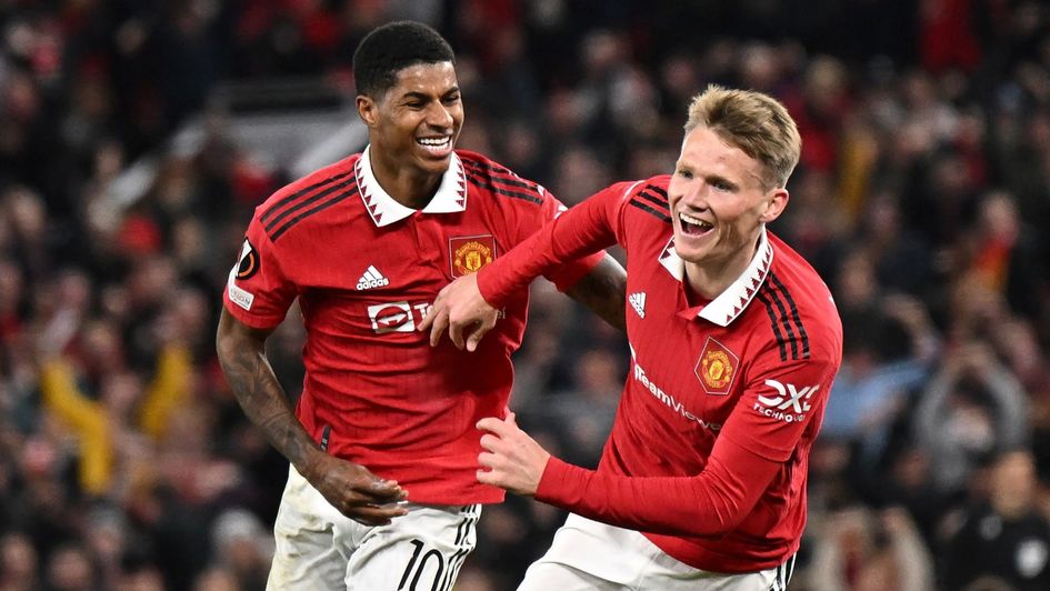 Manchester United's Marcus Rashford and Scott McTominay