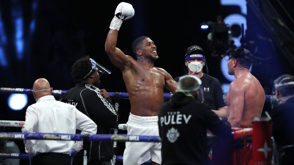 Anthony Joshua celebrates