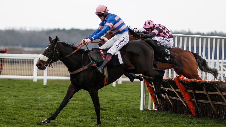 Sam Twiston-Davies riding Malaya clear the last to win