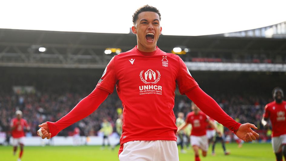 Brennan Johnson celebrates his goal for Nottingham Forest against Leeds