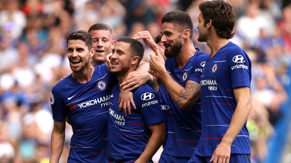 Eden Hazard celebrates a Chelsea goal