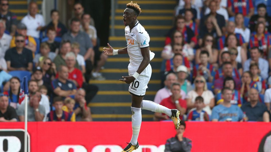 Tammy Abraham enjoys his first goal for Swansea