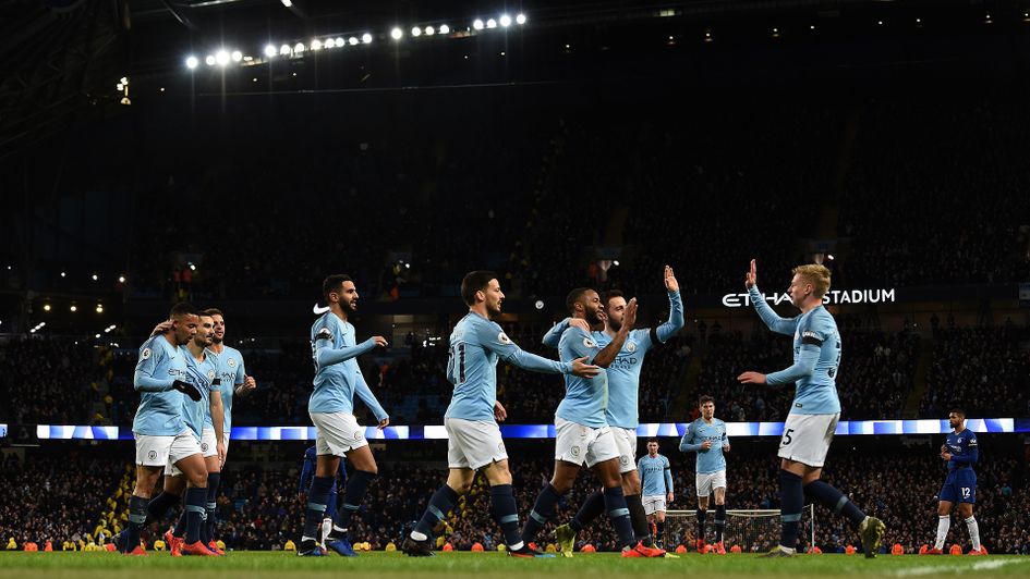 Celebrations for Manchester City in their 6-0 win over Chelsea