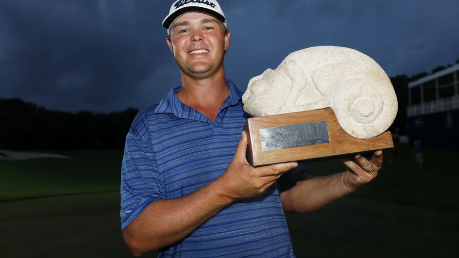 Patton Kizzire celebrates his first PGA Tour title