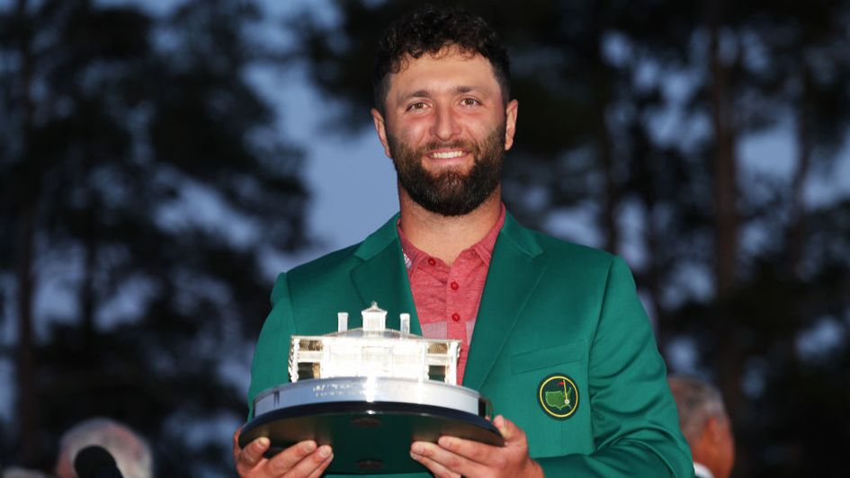 John Rahm celebrates victory at the 87th Masters