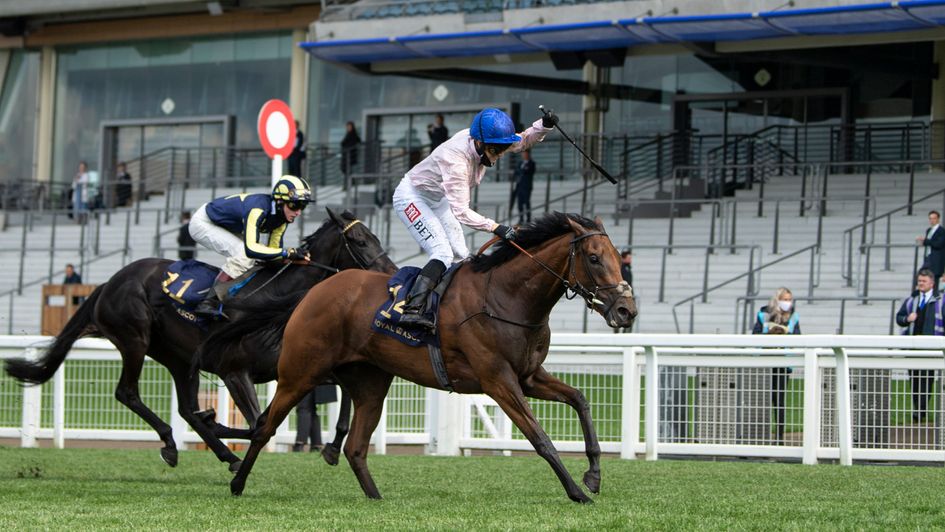 Hayley Turner celebrates on Onassis