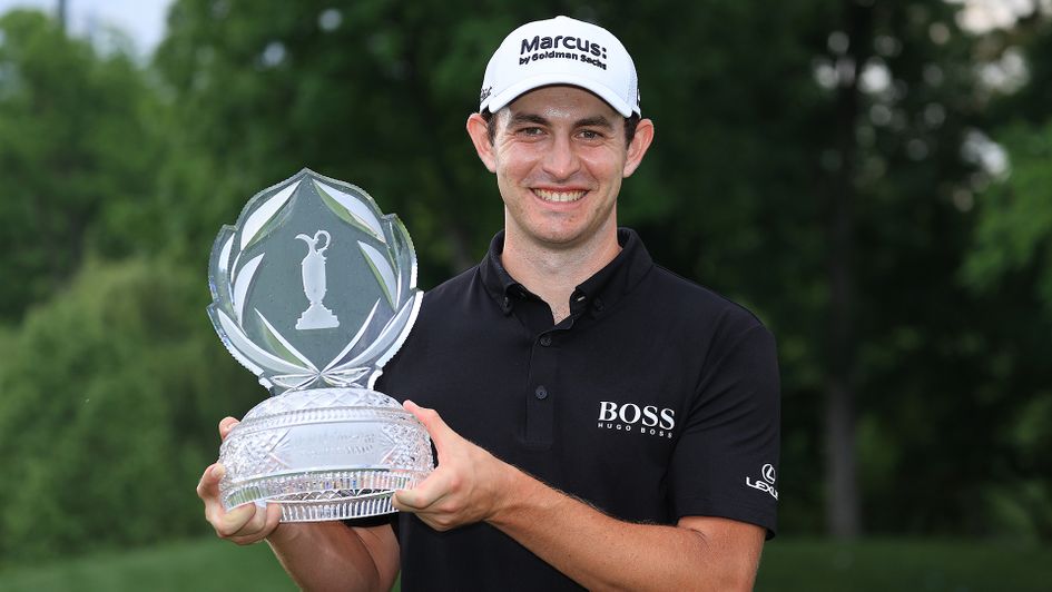 Patrick Cantlay poses with the trophy after winning The Memorial Tournament