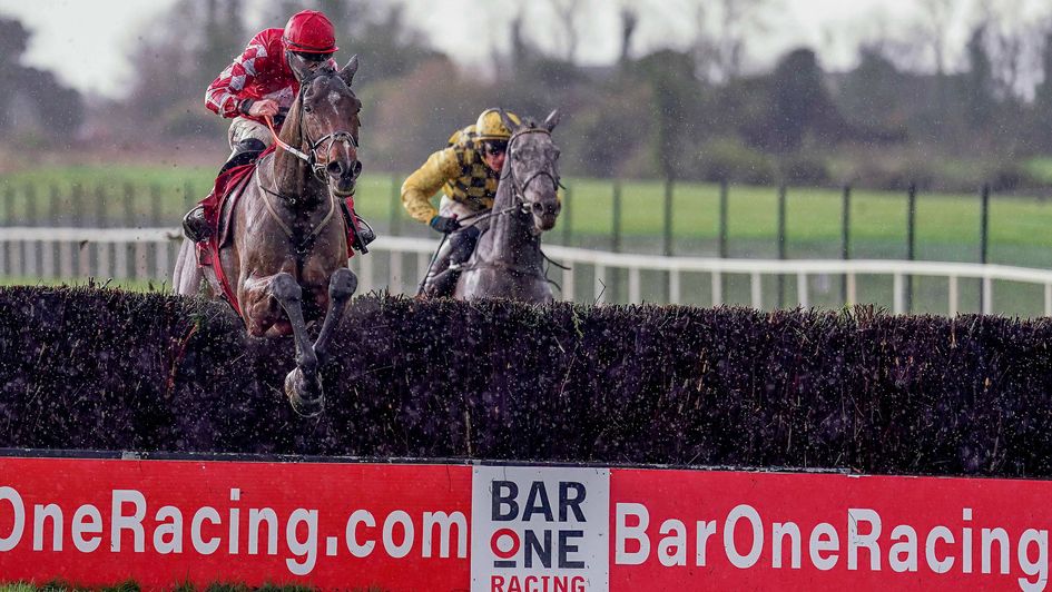 Mighty Potter leads over the last fence in the Drinmore