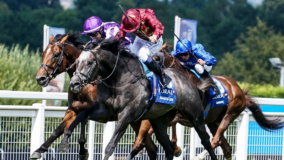 Saxon Warrior (far side) does battle with Roaring Lion in the Eclipse