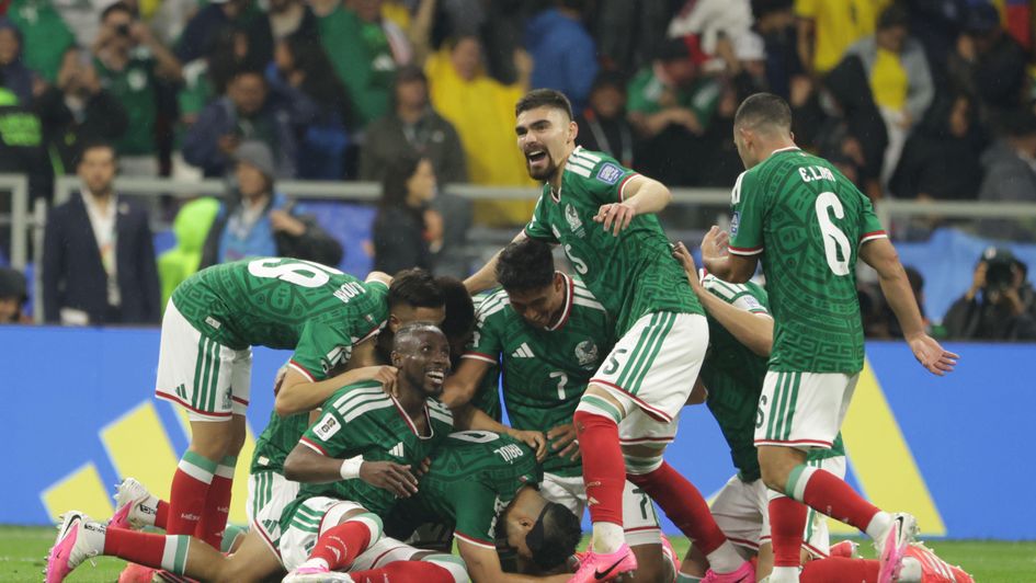 Mexico celebrate Raul Jimenez's goal against Ecuador