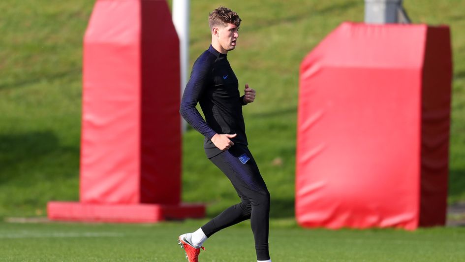 John Stones, pictured in England training this week