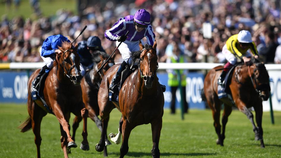Saxon Warrior wins the 2000 Guineas with future Derby winner Masar in behind