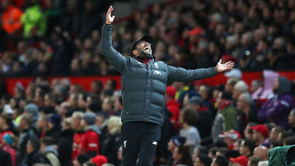 Jurgen Klopp reacts during Liverpool's draw with Manchester United