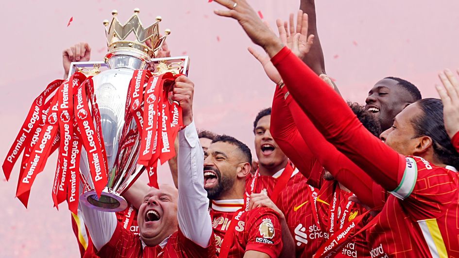 Liverpool lift the Premier League trophy