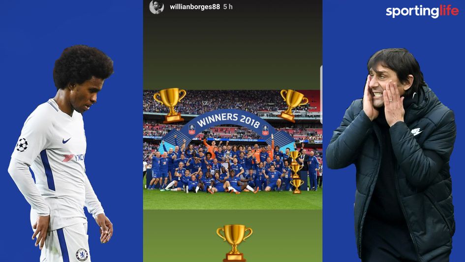 Willian appears to take aim at Antonio Conte on Instagram