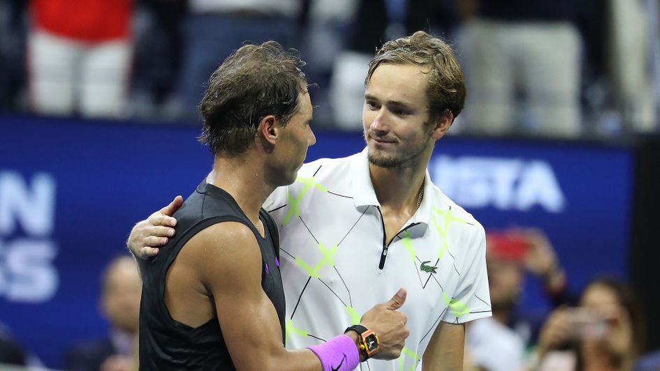 Rafael Nadal and Daniil Medvedev embrace after the US Open final