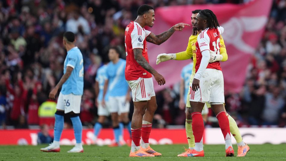 Arsenal celebrate a goal against Manchester City