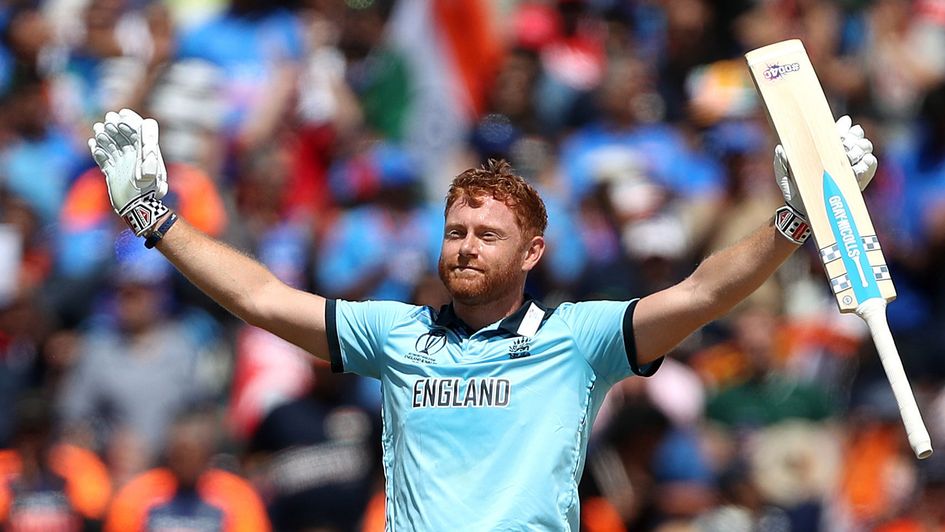 Jonny Bairstow celebrates his century against India