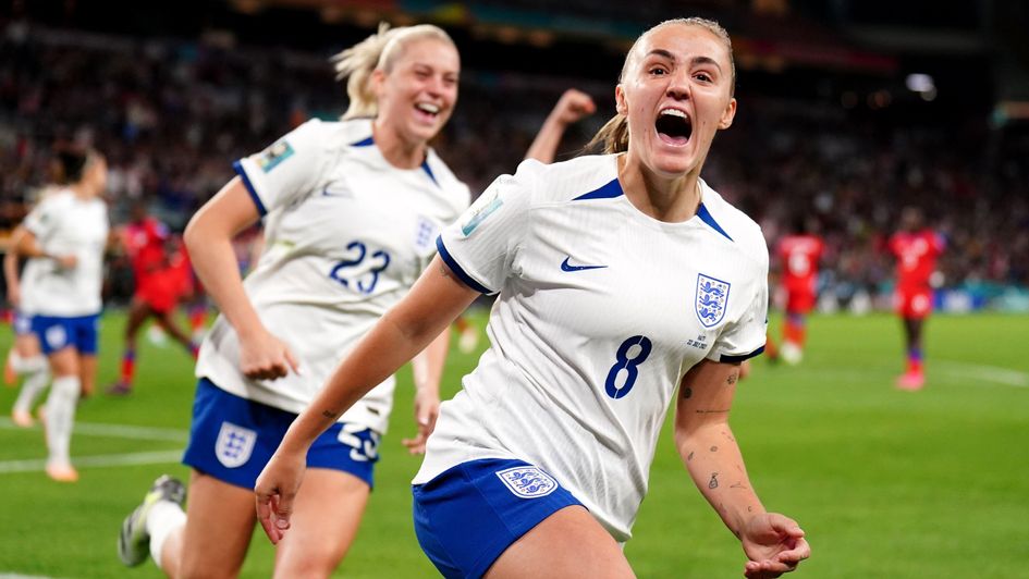 Georgia Stanway celebrates her goal against Haiti