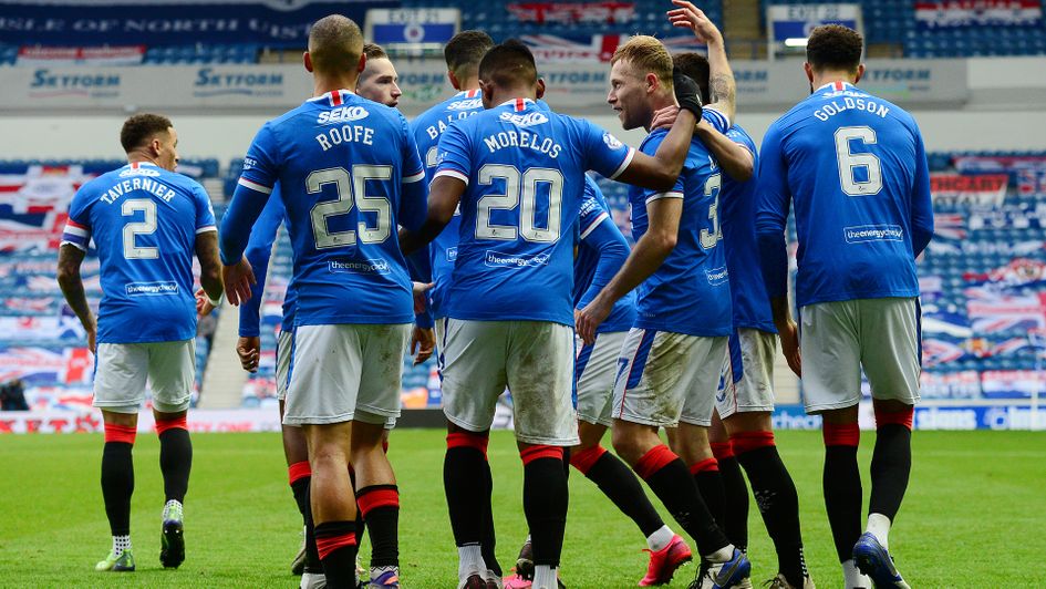 Rangers celebrate in victory over Aberdeen
