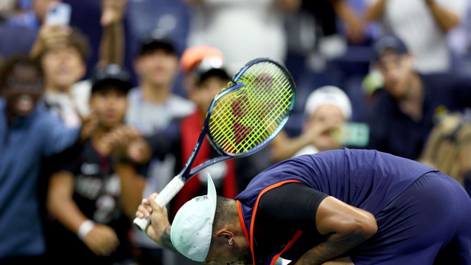 Nick Kyrgios smashes his racket after losing a five-set epic