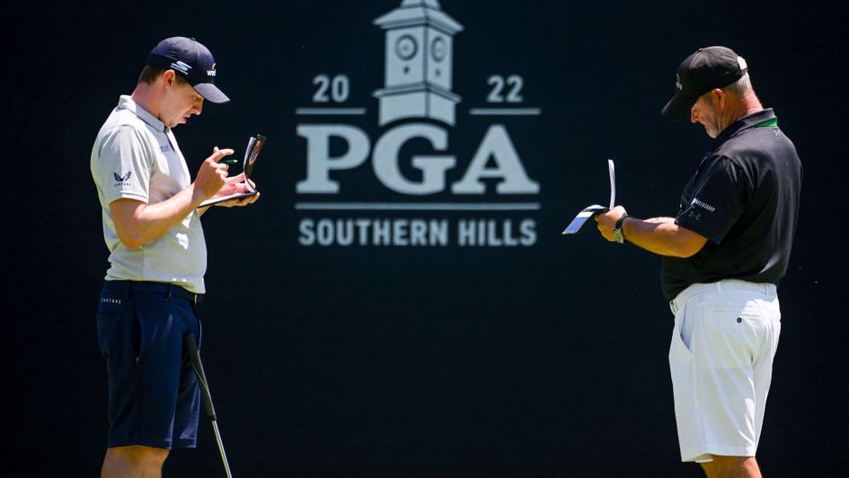 Matt Fitzpatrick and caddie Billy Foster at Southern Hills on Monday