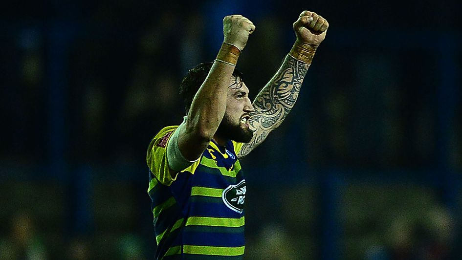 Josh Turnbull of Cardiff Blues celebrates at the final whistle