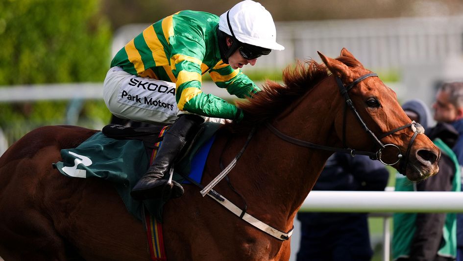 Dinoblue and Mark Walsh scamper to victory in the Mrs Paddy Power Mares' Chase