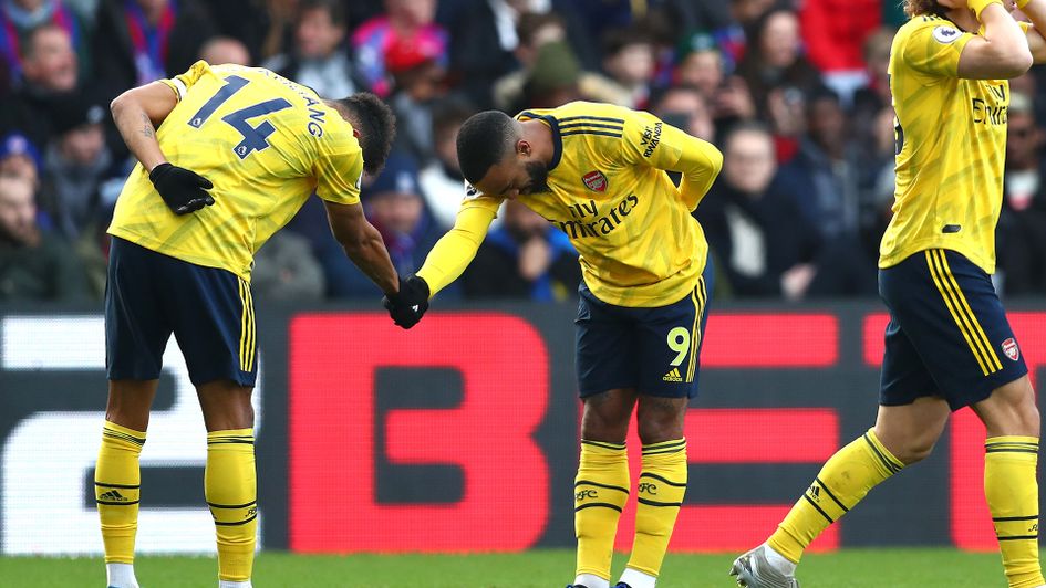 Pierre-Emerick Aubameyang and Alexandre Lacazette celebrate Arsenal's opening goal