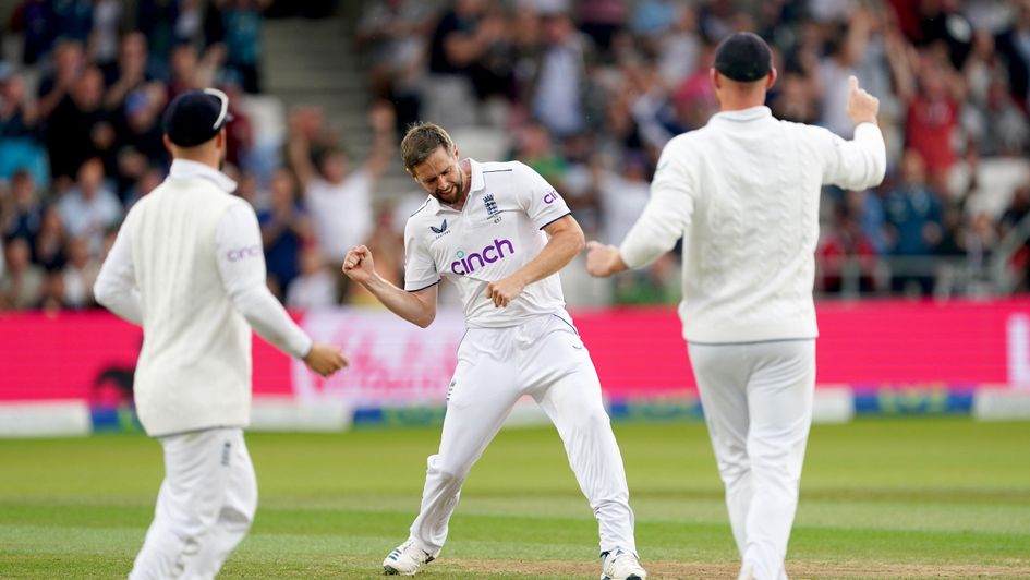 Chris Woakes celebrates