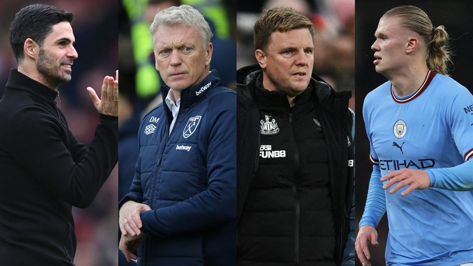 Premier League (left to right) Mikel Arteta, David Moyes, Eddie Howe and Erling Haaland