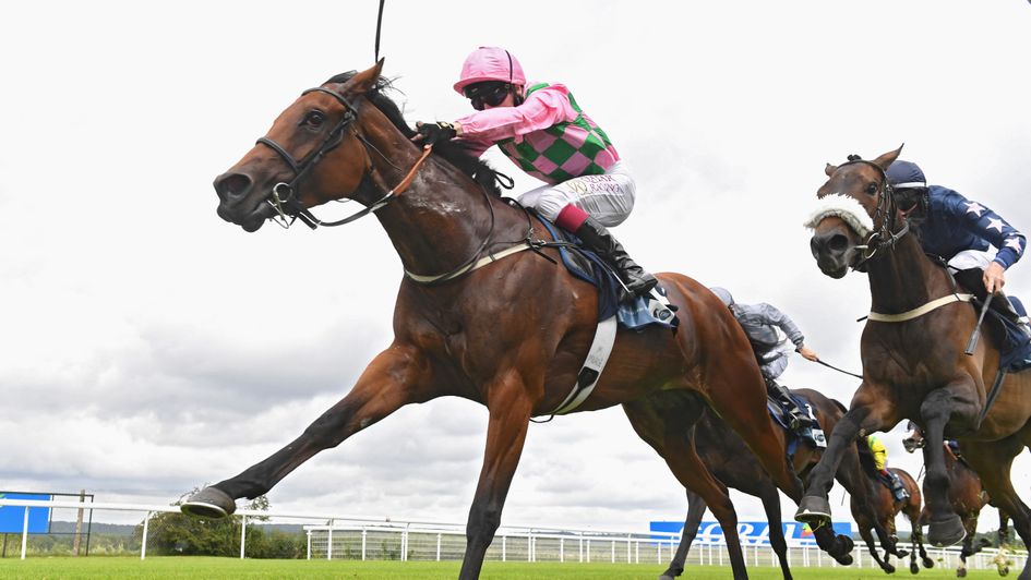Lyzbeth ridden by Oisin Murphy winning from Bungee Jump in the Coral/British EBF Cathedral Stakes at Goodwood
