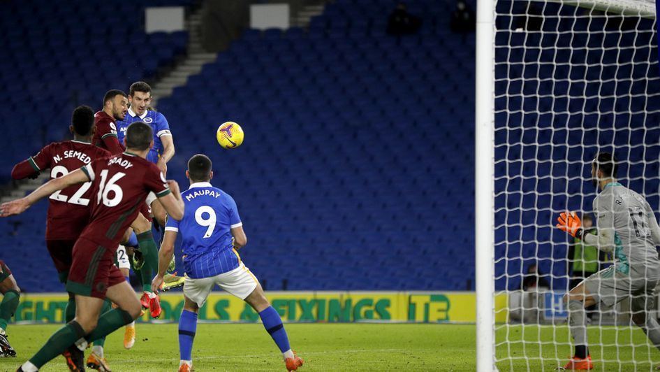 Lewis Dunk scores against Wolves