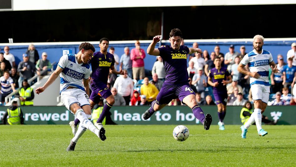 QPR's Luke Amos scores against Derby