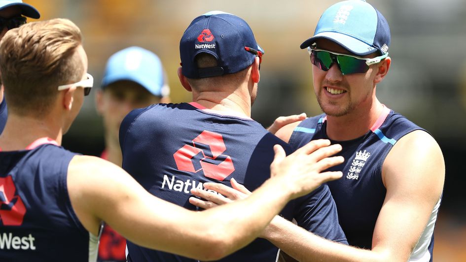 Jake Ball (right) is congratulated by team-mates after his call-up