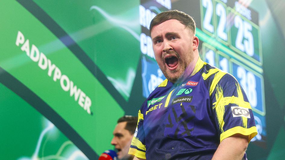 Luke Littler celebrates during his win over Rob Cross at Alexandra Palace (Picture: PDC)