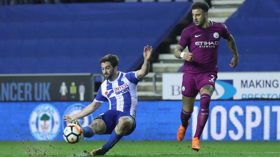 Will Grigg scores Wigan's famous winner against Manchester City